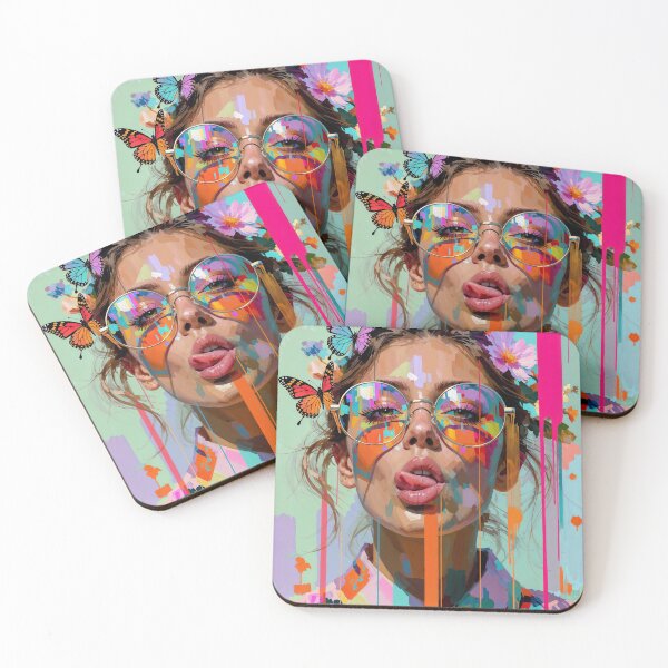 Item preview,  Pop Art Portrait of Woman in Glasses and Butterflies designed and sold by Mike Kiev art.