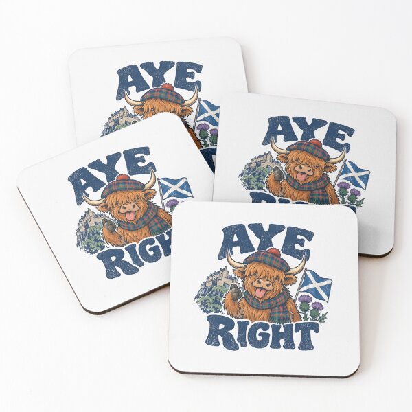 Item preview, Aye Right Highland Cow Scotland Funny Scottish Slang Edinburgh Castle Thistle designed and sold by Yellowriversss.