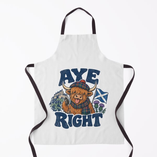 Item preview, Aye Right Highland Cow Scotland Funny Scottish Slang Edinburgh Castle Thistle designed and sold by Yellowriversss.