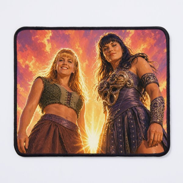 Item preview, Xena and Gabrielle Warrior Princess Cinematic Sunset designed and sold by ElvisVintagePosters.
