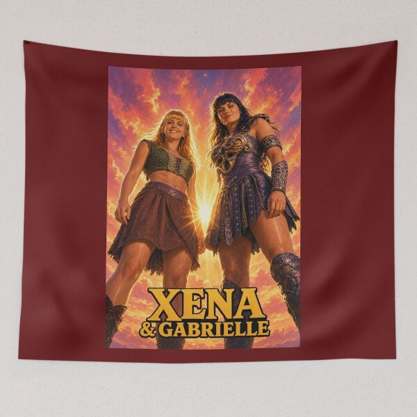 Item preview, Xena and Gabrielle Warrior Princess Cinematic Sunset designed and sold by ElvisVintagePosters.