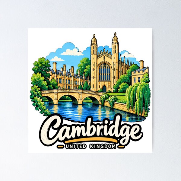 Item preview, Hand Drawn Cambridge England UK Travel Souvenir Landmark Gift designed and sold by MichaeIRellov.