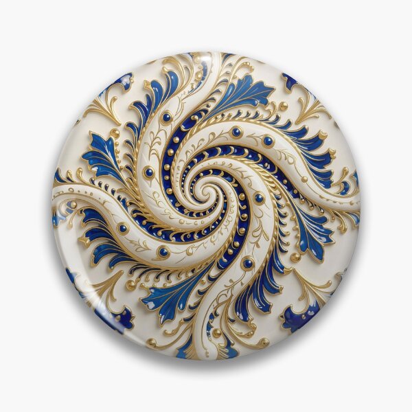 Item preview, Ornate White Porcelain and Royal Blue Spiral designed and sold by Vicky Brago-Mitchell®.