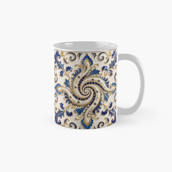 Item preview, Ornate White Porcelain and Royal Blue Spiral designed and sold by Vicky Brago-Mitchell®.