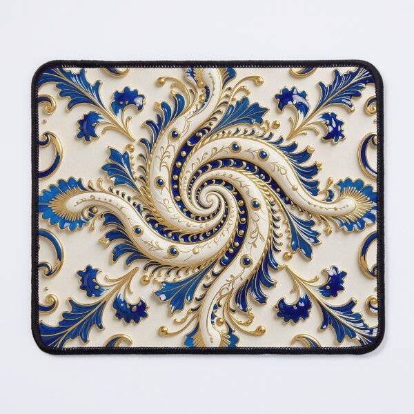 Item preview, Ornate White Porcelain and Royal Blue Spiral designed and sold by Vicky Brago-Mitchell®.