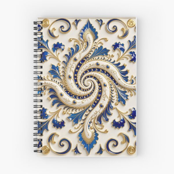 Item preview, Ornate White Porcelain and Royal Blue Spiral designed and sold by Vicky Brago-Mitchell®.