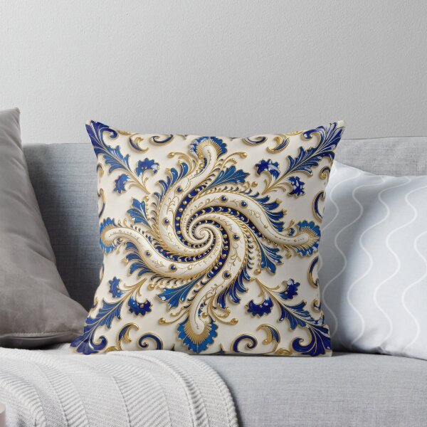 Item preview, Ornate White Porcelain and Royal Blue Spiral designed and sold by Vicky Brago-Mitchell®.