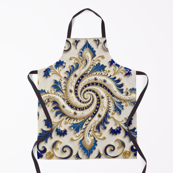 Item preview, Ornate White Porcelain and Royal Blue Spiral designed and sold by Vicky Brago-Mitchell®.