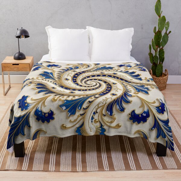 Item preview, Ornate White Porcelain and Royal Blue Spiral designed and sold by Vicky Brago-Mitchell®.