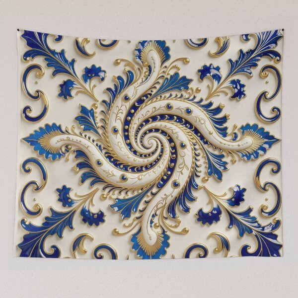 Item preview, Ornate White Porcelain and Royal Blue Spiral designed and sold by Vicky Brago-Mitchell®.