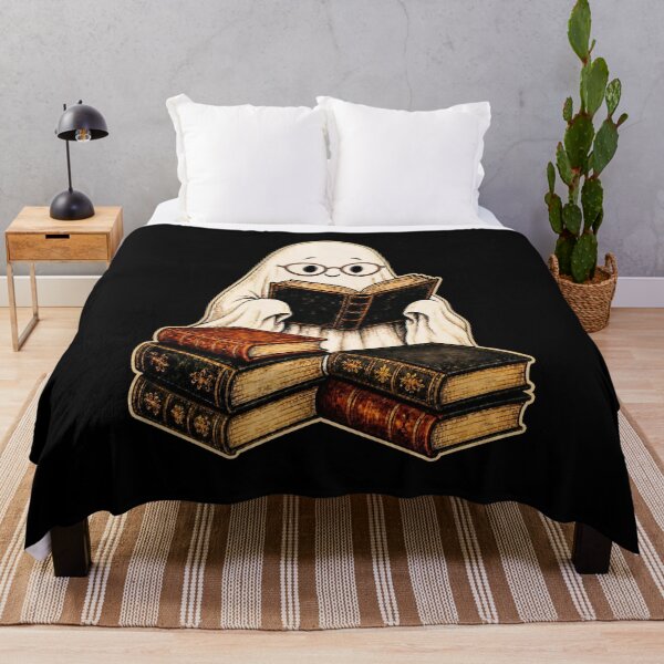 Item preview, Spooktober Ghost Librarian Cozy Reading Vintage Halloween Book Lover Design designed and sold by PrintInkLab.