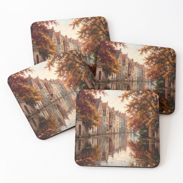 Item preview, Autumn Canal Town designed and sold by RedPeaStudio.