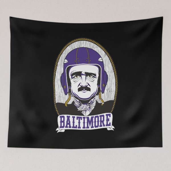 Item preview, Edgar Allan Poe Baltimore Football Helmet Art designed and sold by EvanHilldgfgh.