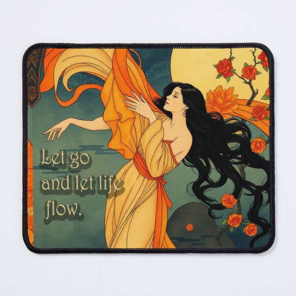 Item preview, Art Nouveau Goddess Flowing Flame Floral Illustration designed and sold by pinkal.