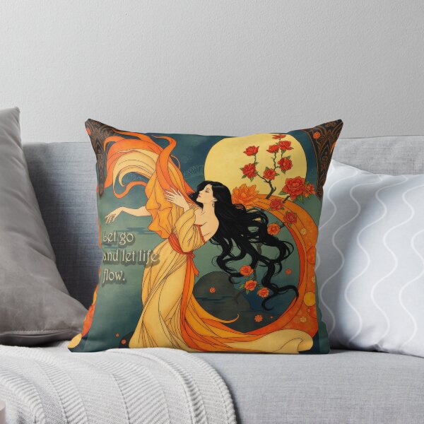 Item preview, Art Nouveau Goddess Flowing Flame Floral Illustration designed and sold by pinkal.