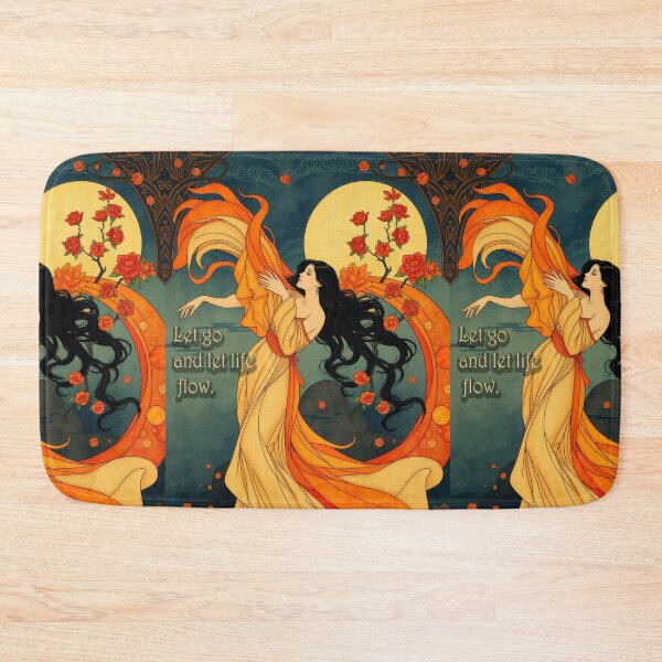 Item preview, Art Nouveau Goddess Flowing Flame Floral Illustration designed and sold by pinkal.