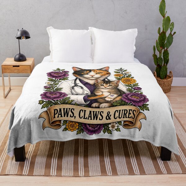 Aperçu de l'œuvre Paws Claws Cures Vet Cat Art créée et vendue par Old's Cool Cat Studio.