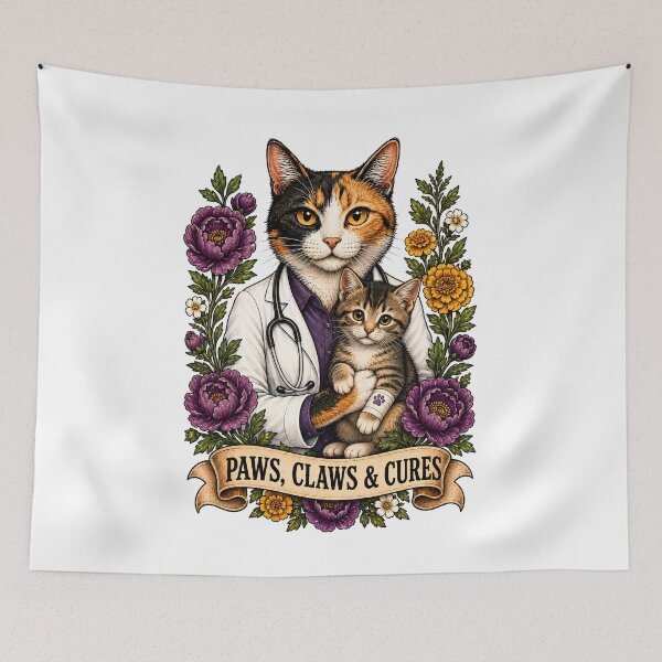 Item preview, Paws Claws Cures Vet Cat Art designed and sold by Old's Cool Cat Studio.