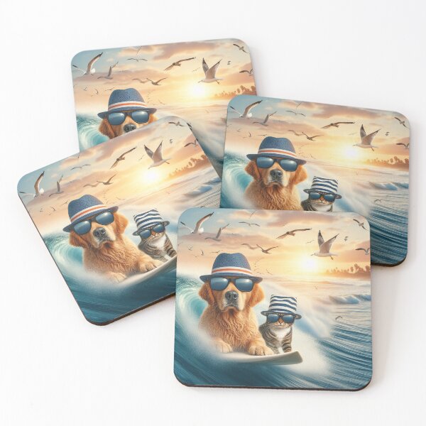 Item preview, surfing dog and cat designed and sold by jeanlouis11430.