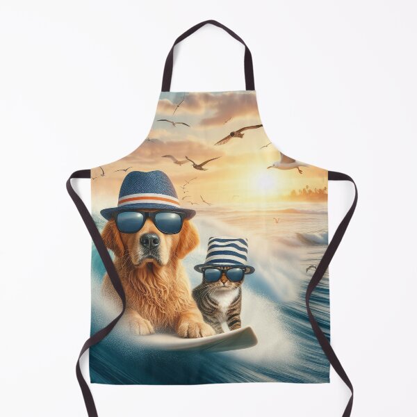 Item preview, surfing dog and cat designed and sold by jeanlouis11430.