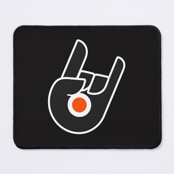 Item preview, Rock On Hand Gesture Orange Circle Black  designed and sold by KirkCarlton.