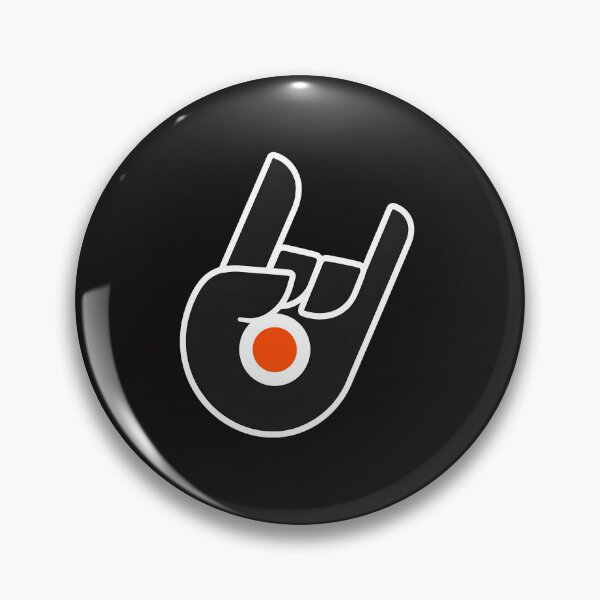Artikelvorschau, Rock On Handgeste Oranger Kreis Schwarz entworfen und verkauft von KirkCarlton.