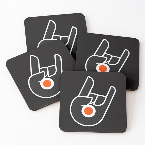 Item preview, Rock On Hand Gesture Orange Circle Black  designed and sold by KirkCarlton.