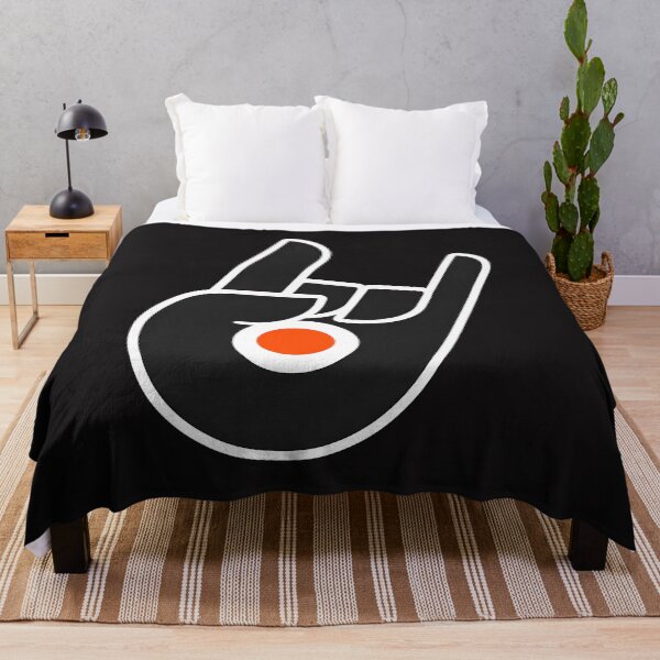 Item preview, Rock On Hand Gesture Orange Circle Black  designed and sold by KirkCarlton.