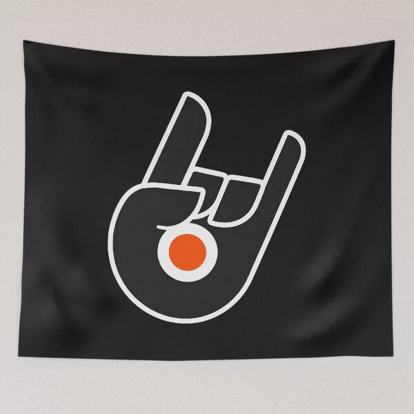 Item preview, Rock On Hand Gesture Orange Circle Black  designed and sold by KirkCarlton.