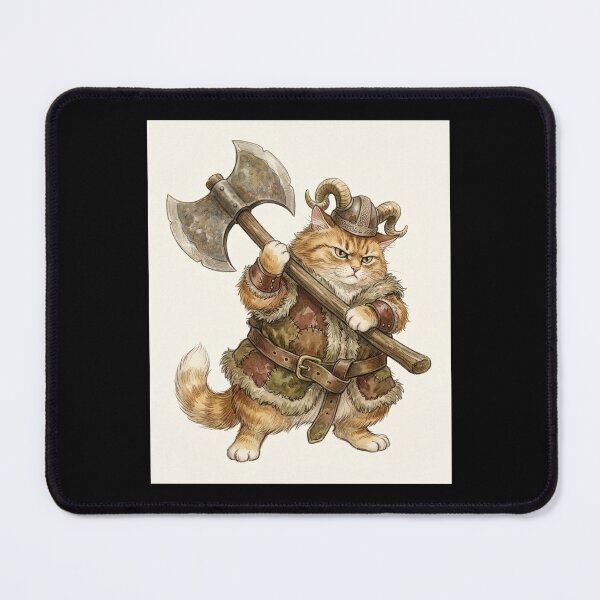 Item preview, Cute Fluffy Barbarian Cat - Funny D&D Cat Warrior RPG Fantasy Gamer Gift designed and sold by StreetNovaInk.