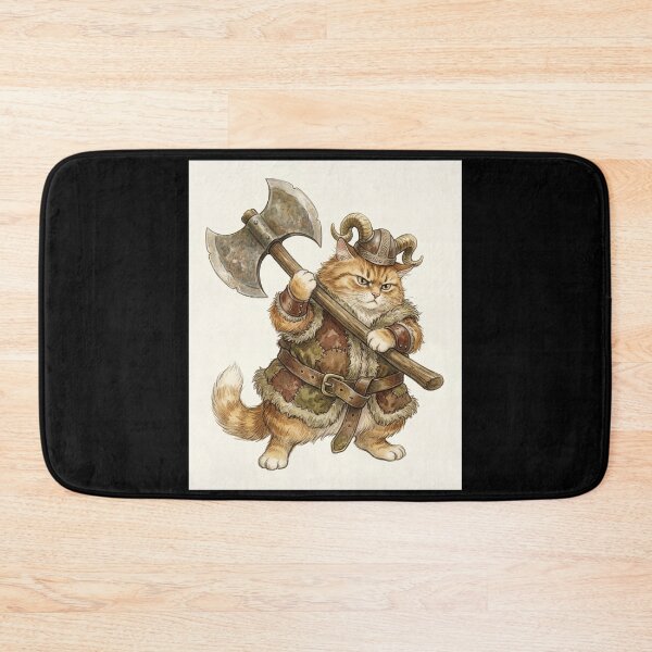 Item preview, Cute Fluffy Barbarian Cat - Funny D&D Cat Warrior RPG Fantasy Gamer Gift designed and sold by StreetNovaInk.