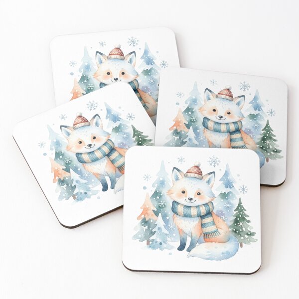 Item preview, Cute Winter Fox Watercolor Christmas Forest designed and sold by ZyVoAli.