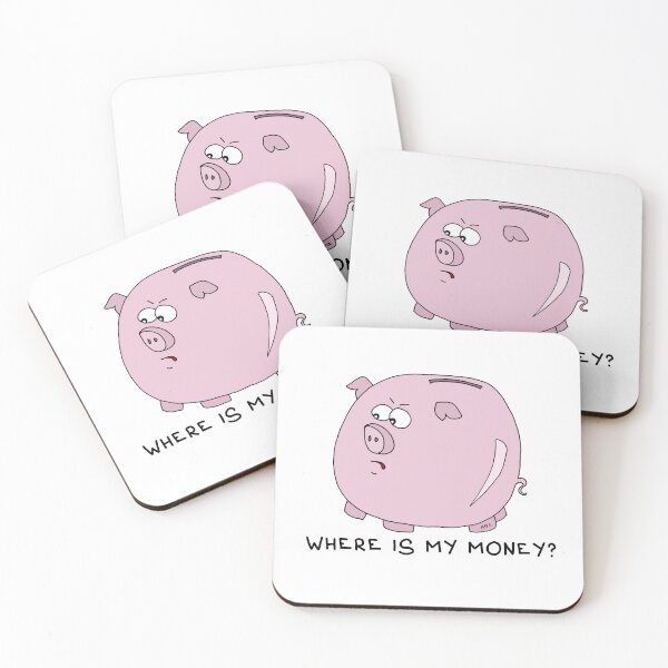 Item preview, Where Is My Money Sticker | Funny Piggy Bank Financial Meme designed and sold by MyxaART.