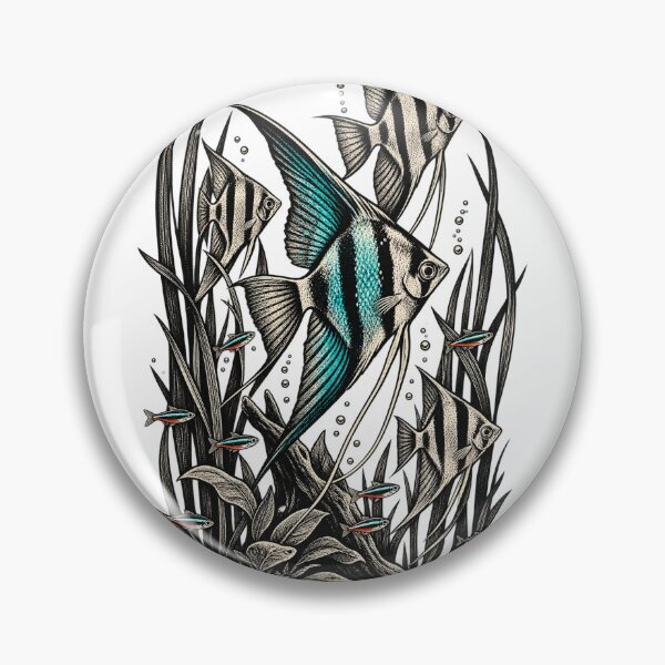 Item preview, Angelfish School in a Bold Linocut Aquarium designed and sold by SiripornSeaynng.