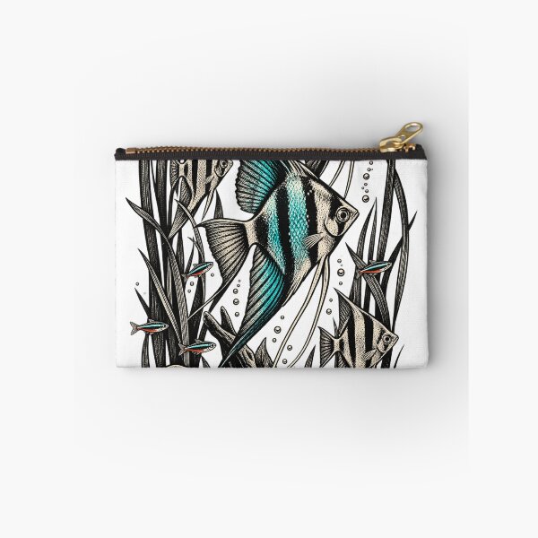 Item preview, Angelfish School in a Bold Linocut Aquarium designed and sold by SiripornSeaynng.