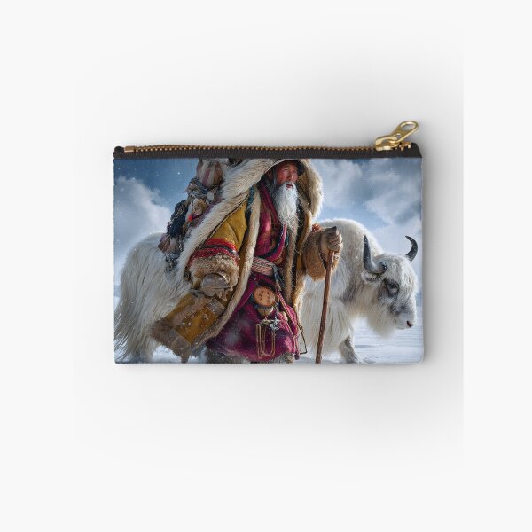 Item preview, Elderly Yeti Herder in Snowy Landscape with Yak designed and sold by Artessie.