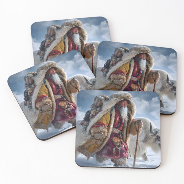 Item preview, Elderly Yeti Herder in Snowy Landscape with Yak designed and sold by Artessie.