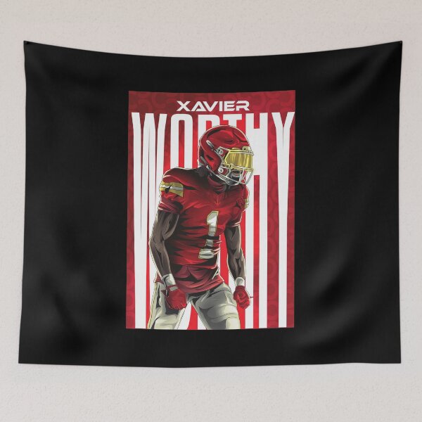 Item preview, Xavier Worthy Red White Football Star Art designed and sold by AkeeQuitzonhkl.