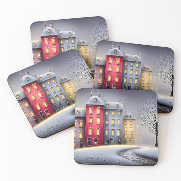 Item preview, Charming Winter Town with Festive Decor and Trees designed and sold by Artessie.
