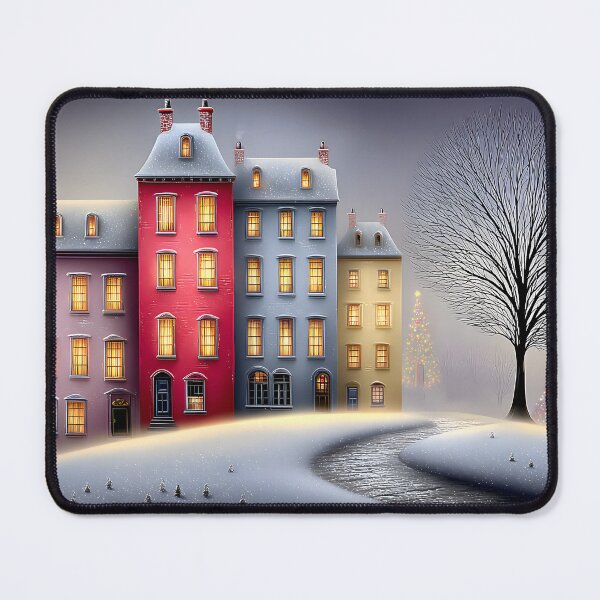 Item preview, Charming Winter Town with Festive Decor and Trees designed and sold by Artessie.