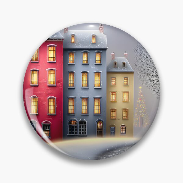 Item preview, Charming Winter Town with Festive Decor and Trees designed and sold by Artessie.