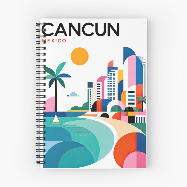 Item preview, Colorful geometric poster illustration of Cancun, Mexico with designed and sold by ckybe.