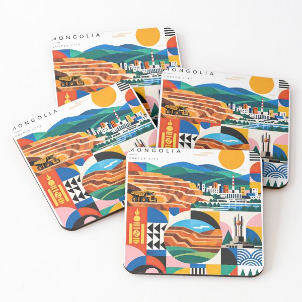Item preview, Geometric poster illustrating an open-pit mine, industrial city, designed and sold by ckybe.