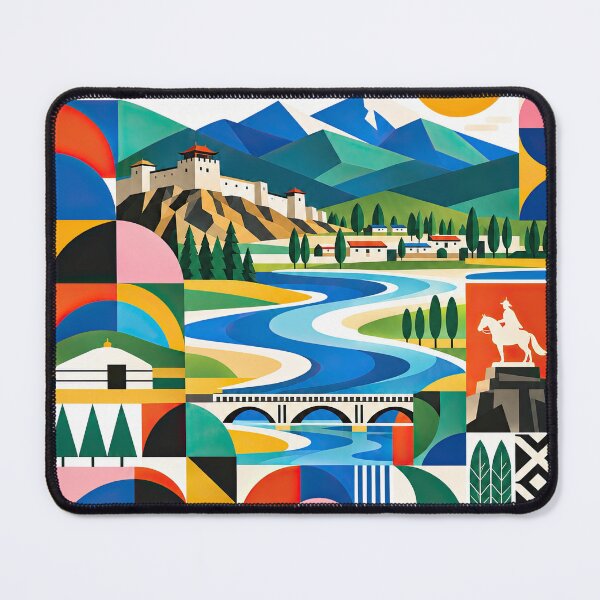 Item preview, Colorful geometric travel poster for Uliastai, Mongolia, featuri designed and sold by ckybe.