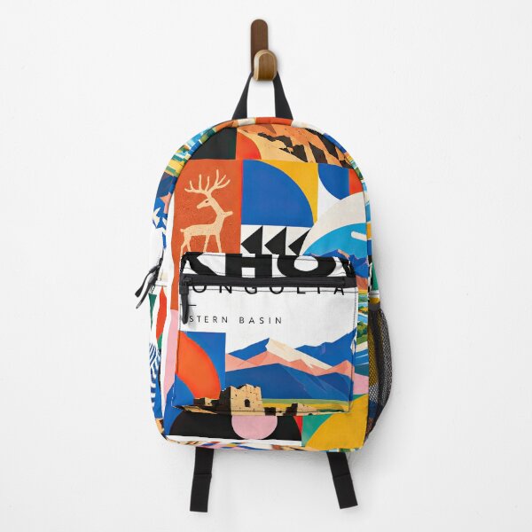 Item preview, Colorful geometric poster depicting Mongolian mountains, river v designed and sold by ckybe.