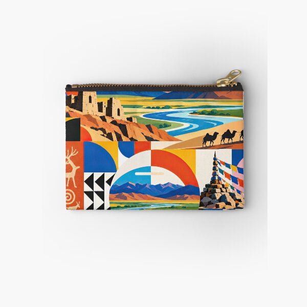 Item preview, Colorful geometric poster depicting Mongolian mountains, river v designed and sold by ckybe.