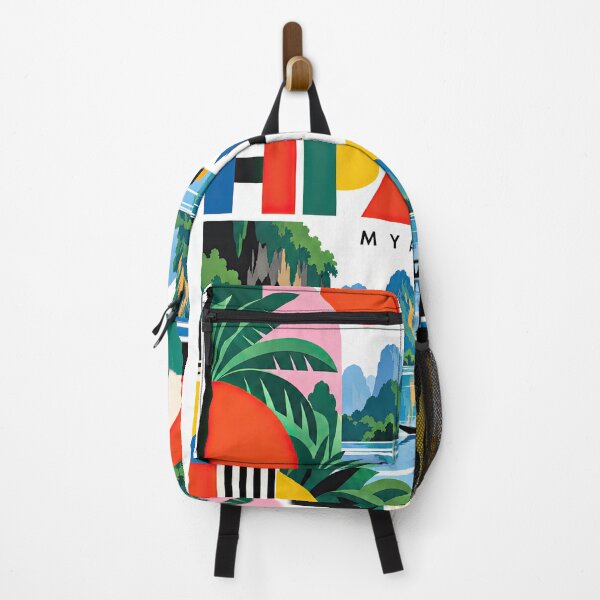 Item preview, Colorful illustrated Myanmar travel poster featuring tropical fo designed and sold by ckybe.