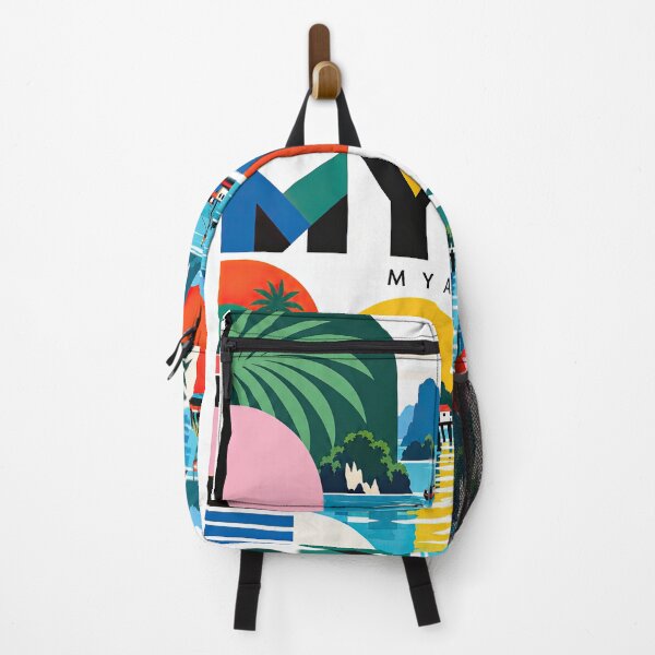 Item preview, Colorful vintage travel poster featuring tropical Myanmar coasta designed and sold by ckybe.