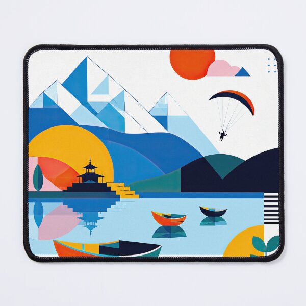 Item preview, Colorful geometric Nepal travel poster featuring Himalayan mount designed and sold by ckybe.
