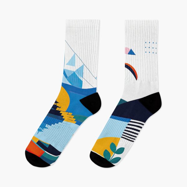Item preview, Colorful geometric Nepal travel poster featuring Himalayan mount designed and sold by ckybe.